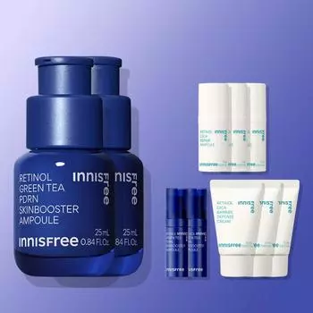 [Новый продукт] Innisfree Retinol Green Tea PDRN Skin Booster Ampoule (PDRN, быстрое сияние, поры) 25мл, 2 шт., корейская косметика