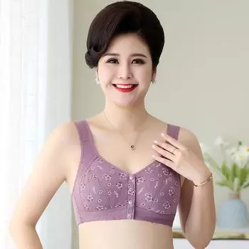 Новый продукт, нижнее белье с пряжкой спереди, мягкий хлопковый бюстгальтер, бюстгальтер большого размера, стальное нижнее белье без оправы 85B фиолетовый