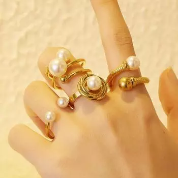 Новый продукт Senior Sense Pearl Vermiculite Ring Женское кольцо в стиле ретро нишевого дизайна 9