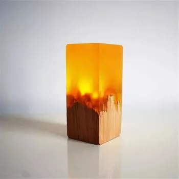 Новый продукт светодиодный смоляной твердый деревянный ночной светильник креативный праздничный подарок спальня кабинет украшения украшения USB новый странный настольный светильник Non-charging жёлтый