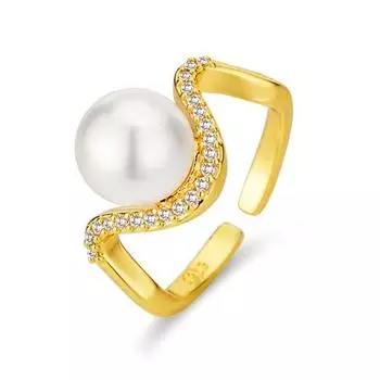 Новый продукт Темперамент Модное жемчужное кольцо женское легкое роскошное стильное открывающееся дизайнное кольцо на указательный палец Love универсальное приливное ювелирное изделие adjustable золотой
