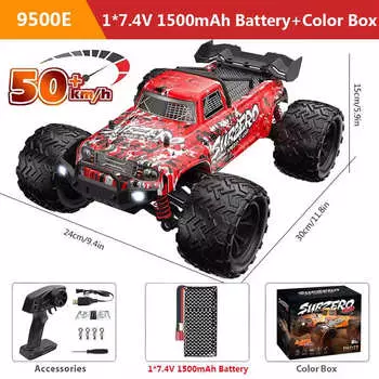 Новый Профессиональный 1:16-кратная высокоскоростная игрушечная машинка с дистанционным управлением, скорость 50 км/ч, подходит для подарков взрослым и детям, 2,4-гигабайтный полноприводный внедорожный монстр-трак 9500E-1B красный