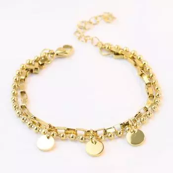 Новый простой браслет в форме сердца, двухслойный глянцевый круглый браслет золотой