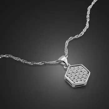 Новый простой геометрический кулон ожерелье модное женское колье из 100% стерлингового серебра 925 пробы ювелирные изделия праздничные подарки 41cm