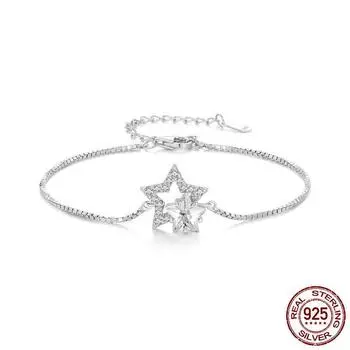 Новый простой классический браслет со звездой для женщин, нишевый светильник, роскошный стиль, стерлинговое серебро 925 пробы, браслет с пятиконечной звездой Adjustable size