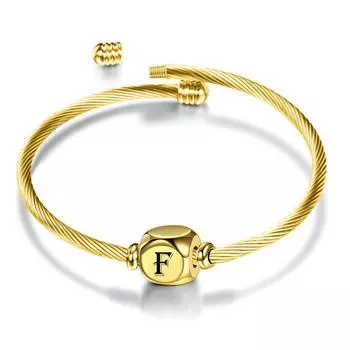 Новый простой трехмерный квадратный браслет с 26 буквами