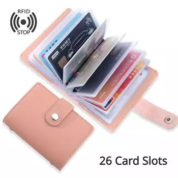 Новый противоугонный держатель для кредитных карт, модный женский 26 карт, тонкий карманный чехол из искусственной кожи, кошелек, сумка для женщин, мужчин, женщин