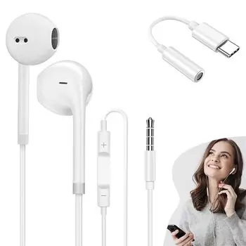 Новый проводной HIFI звук громкость глубокий шум микрофон звонки высокое разрешение чистый объем стерео наушники C к гнезду для наушников адаптер [2025]
