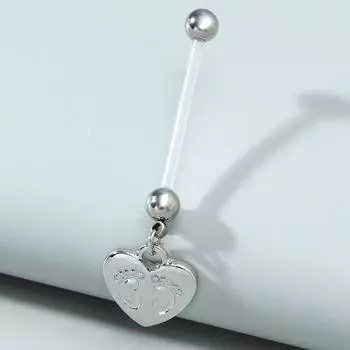 Новый прозрачный длинный стержень диаметром 23 мм для пупочных ногтей Love Feet, падающий на пупочное кольцо серебряный