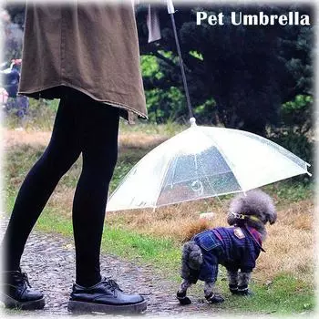Новый прозрачный зонтик для домашних животных, щенок, подходит для дождливых и снежных дней 75cm in diameter прозрачный