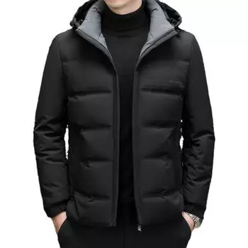 Новый пуховик, мужское утепленное зимнее пальто средней длины, трендовая куртка M чёрный