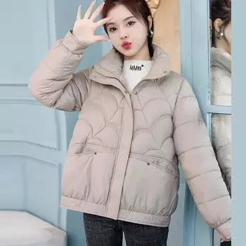 Новый пуховик женский короткий свободный пальто зимняя теплая модная куртка M чёрный