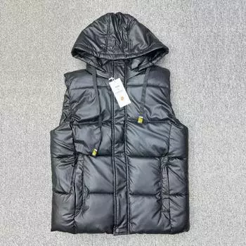 Новый пуховый жилет мужской верхняя одежда утолщенный трендовый свободный студенческий жилет водонепроницаемый жилет большого размера жилет M (60-42.5 kg) чёрный