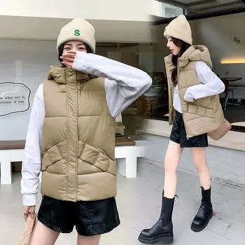 Новый пуховый жилет, женский короткий жилет со свободным хлопковым жилетом, куртка на плечах, хлопковый женский зажим с лошадью M