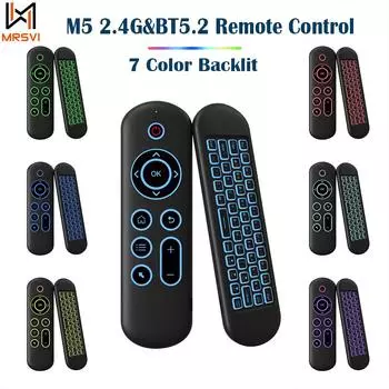 Новый пульт дистанционного управления M5 2.4G&BT5.2, беспроводная клавиатура Air Mouse с 7-цветной подсветкой, Android TV Box для Android Windows Mac Os Linux