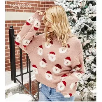 Новый пуловер, рождественский свитер, трикотаж для S розовый