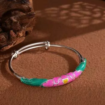Новый пуш-пульный цветок шелковый эмалированный браслет женский модный браслет в этническом стиле красочный браслет для подарка на день рождения подруги Adjustable size