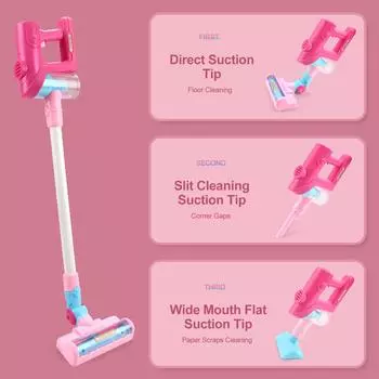 Новый пылесос для детей - Электрический игрушечный пылесос для мальчиков и девочек, ролевые игры, веселые игрушки для уборки дома для детей, практические навыки розовый