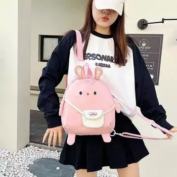 Новый японский мягкий рюкзак для девочек большой вместимости милый мультяшный кролик нейлоновая сумка-мессенджер чёрный