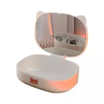 Новый ящик для хранения с зеркалом, складное зеркало для макияжа, студенческое общежитие, настольное зеркало для макияжа, органайзер для макияжа белый