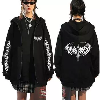Новый рэпер Playboi Carti Narcissist Graphic Hooded Men Zipper Hoodies Casual Loose Sweatshirt Hip Hop Male Zipper Jacket S