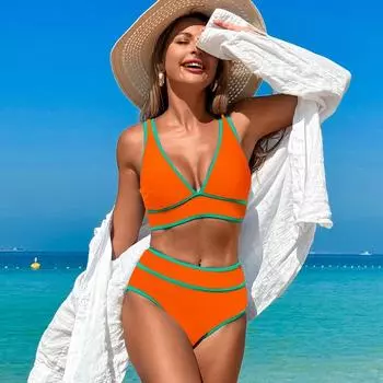 Новый раздельный купальник бикини 2025 года для женщин, купальник Huludao S чёрный