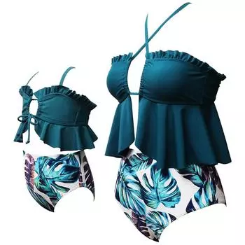 Новый раздельный купальник для родителей и детей, закрывающий живот, женский купальник бикини 2025 года для матери и дочери Child 104