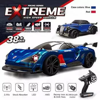 Новый RC Drift Car High Speed со звуком и светом 50 км/ч Дистанционное управление Drift Racing Электрический внедорожник Flat Running Детские игрушки для мальчиков Подарок SCY-16301 синий