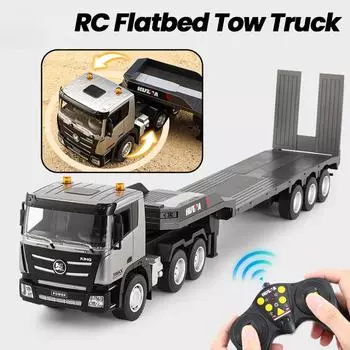 Новый Rc Truck Alloy 9Ch 1/24 83Cm большой плоский прицеп с дистанционным управлением транспортная модель грузовика электрические игрушки для мальчика подарок чёрный
