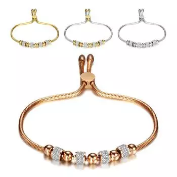 Новый регулируемый браслет из титановой стали диаметром 6 мм с круглыми циркониевыми бусинами, модный мужской индивидуальный универсальный модный браслет