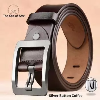 Новый ремень с пряжкой, мужские деловые повседневные универсальные брюки, лучший выбор для мужчин 110cm чёрный