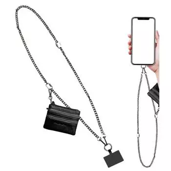 Новый ремешок для телефона с чехлом на молнии, ремень Clip And Go для телефона с кошельком через плечо, регулируемый ремешок для телефона через плечо чёрный