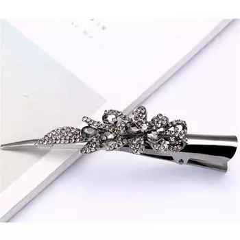 Новый ретро большой металлический зажим-рог со стразами в корейском стиле, головной убор, модная и изысканная заколка-утиный клюв, аксессуар для волос