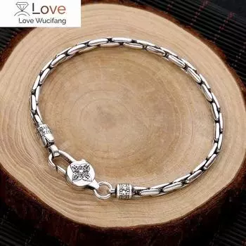 Новый ретро-браслет из змеиной кости с пряжкой в виде ваджры, мужской серебряный браслет, простой и популярный, изящный браслет, ювелирные изделия, аксессуары 20cm