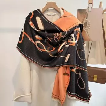 Новый ретро-модный искусственный кашемировый шарф для женщин зимой, утолщенный и теплый для шеи, шаль двойного назначения снаружи 65*185cm