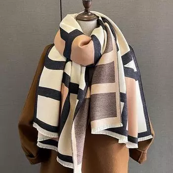 Новый ретро-модный искусственный кашемировый шарф для женщин зимой, утолщенный и теплый для шеи, шаль двойного назначения снаружи 65*185cm