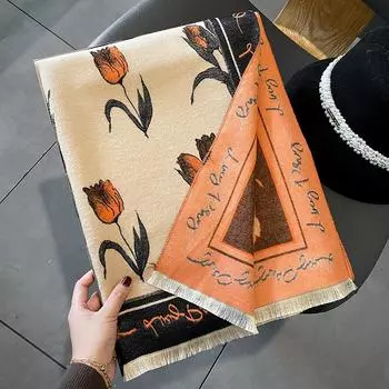 Новый ретро-модный искусственный кашемировый шарф для женщин зимой, утолщенный и теплый для шеи, шаль двойного назначения снаружи 65*185cm