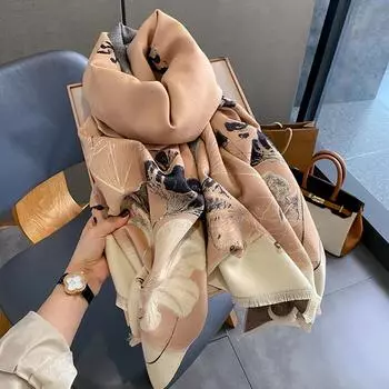 Новый ретро-модный искусственный кашемировый шарф для женщин зимой, утолщенный и теплый для шеи, шаль двойного назначения снаружи 65*185cm