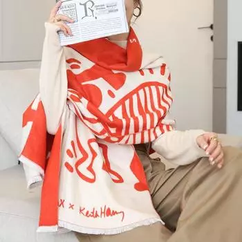 Новый ретро-модный искусственный кашемировый шарф для женщин зимой, утолщенный и теплый для шеи, шаль двойного назначения снаружи 65*185cm