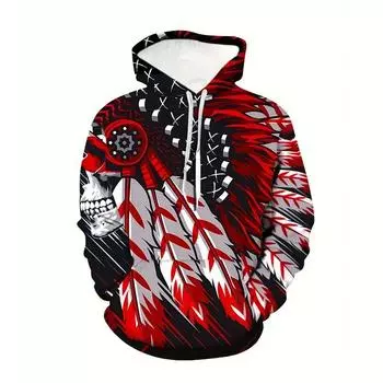 Новый ретро национальный стиль 3d принт мужская толстовка с капюшоном зимняя мода личность свободный большой размер топ повседневная одежда S