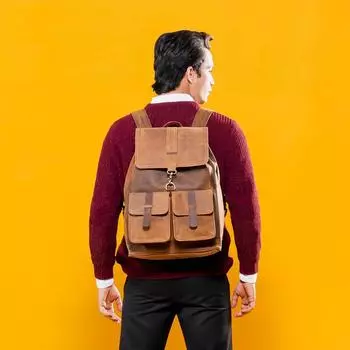 Новый ретро рюкзак Buffalo Hunter из кожи 17-дюймовый ноутбук рюкзак Trailblaze Expedition дорожный рюкзак сумка для колледжа и походов 17*13*6 коричневый