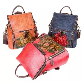 Новый ретро-рюкзак через плечо с верхним слоем из коровьей кожи на одно плечо, трехцелевой женский рюкзак из коровьей кожи большой вместимости