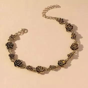 Новый ретро винтажный браслет с розой, ниша, легкий роскошный цветочный браслет, крутой и элегантный браслет