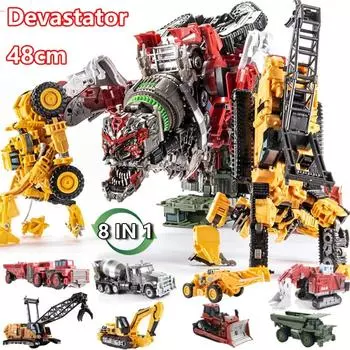 Новый робот-трансформер Devastator 8 в 1, блендер, бульдозер, автомобиль, фигурка, ABS, 48 см, модель деформации, игрушки для мальчика, подарок