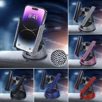 Новый роскошный автомобильный держатель для телефона с бриллиантовым кристаллом V-образной формы, модернизированная подставка для телефона, навигация, регулируемая подставка для приборной панели, автомобильные аксессуары красный