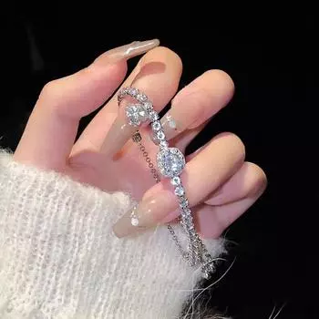 Новый роскошный браслет элегантный блестящий циркон ювелирные изделия для женщин помолвка свадьба гламур ювелирные изделия оптом SL008