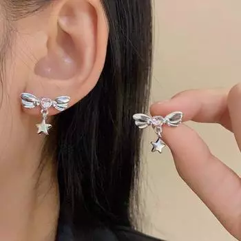 Новый роскошный дизайн, женские геометрические серьги с цирконами в форме крыла и любви