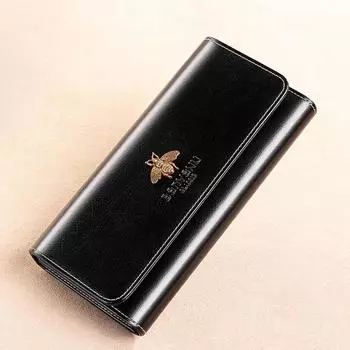 Новый роскошный дизайн, женский кошелек из натуральной кожи, RFID-блокировка, многофункциональный держатель для карт, органайзер, большой вместительный женский кошелек-клатч чёрный