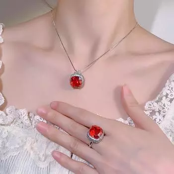 Новый роскошный комплект ювелирных изделий с подвеской класса люкс, подвеска в виде искусственного птичьего гнезда, ожерелье из оранжевого циркония с квадратным ожерельем