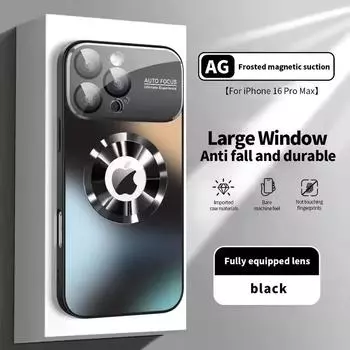 Новый Роскошный Матовый Чехол Цвета Титановый Металлик Для iPhone 16 15 14 Plus 13 12 11 Pro Max Для Magsafe Защитная Крышка для Камеры со Стеклянной Линзой iPhone 16 Pro Max чёрный